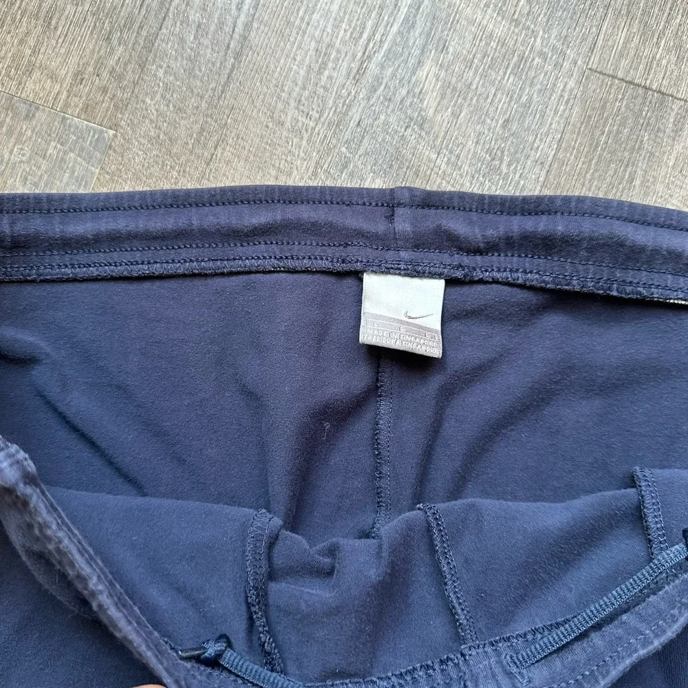 Vintage Nike Men's L Navy Cotton Shorts Original  Small Swoosh‎ Athletic Retro